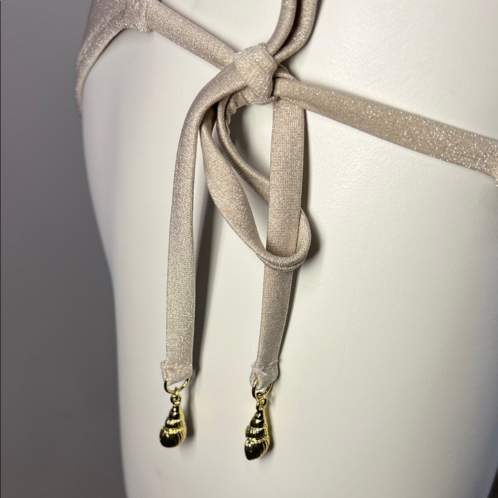 Shade & Shore Ivory Sparkly Bikini Set (XS Top and S Bottom) - Picture 4 of 12
